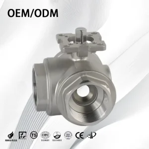 Pneumatic Stainless Steel 304/316L 3-Way Threaded Ball Valve for Water Oil and Gas