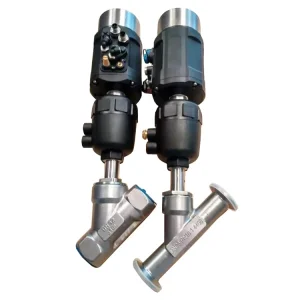 Pneumatic Stainless Steel SS304 SS316L Female Tri Clamp Sanitary Angle Seat Valve With Positioner