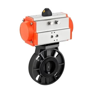 Pneumatic UPVC Plastic Wafer Butterfly Valve Double Acting EPDM Sealing High Performance Water Treatment