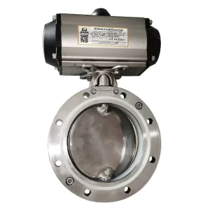 Pneumatic Vacuum Powder Butterfly Valve Stainless Steel and Aluminum Alloy Double Flange Powder Dust Butterfly Valve