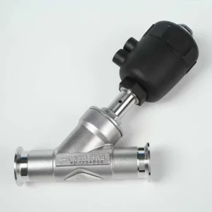 Pneumatic Y Type Angle Seat Valve Tri Clamp Connection DN40 PN16 for Food Beverage Pharmacy Applications Steam & Liquids Control