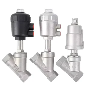 Premium 304 Stainless Steel Electric Y Type Angle Seat Valve for Medium Temperature Water & Gas with Threaded Stem