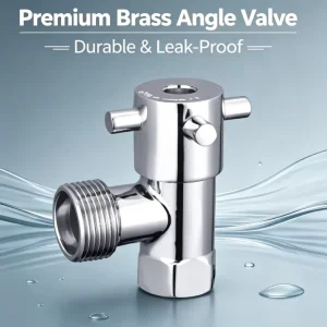 Premium Quarter Turn Angle Stop Valve Solid Brass Body for Bathroom Modern Cross Handle Brass Angle Valve