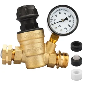 RV Water Pressure Regulator Brass Lead Free Water Pressure Reducer Kit Adjustable Valve with Inlet Screen Filter
