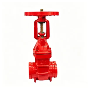 Red Ductile Iron Groove mounted Manual Gate Valve with Flexible Sealing for Fire Protection Water Medium DN50 DN200