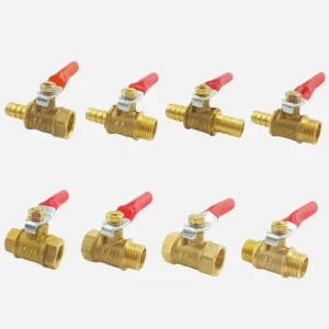 Red Handle Small Pneumatic Brass Ball Valve 1/8″ 1/4″ BSPP BSPT Double Union Air Compressor Switch