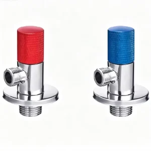 Red and Blue Handle Brass Angle Valve Standard 1/2 in Thread Color-Coded Handles