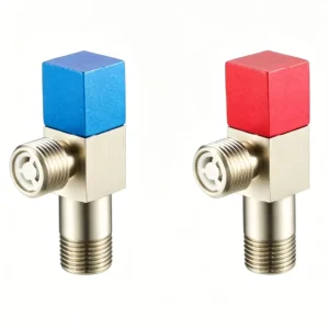 Rust Resistant Solid Brass Angle Valve Red Blue Square Cap Hot Cold Water Shut Off Valve