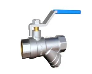S1124 Long Handle Brass Ball Valve With Y Strainer