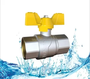 S1132 30 Nickel Plated Aluminium Butterfly Handle Gas Brass Ball Valve
