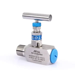 SS-V4 Stainless Steel Manual Needle Valve 6000 psi for Oil Gas Water Medium High Temperature 1/2″ Female NPT Port 2-Way Flow Control