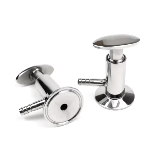 SS304/316 Stainless Steel Sanitary Sample Valve 1.5-Inch Tri-Clamp Ferrule OD 50.5MM with Elliptic Handle and 10MM Hose Barb