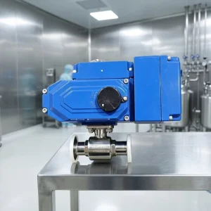 SS304 SMS 1inch Hygienic AC220V On off Type Electric Straight 2ways Clamp High Platform Ball Valve With Led Panel