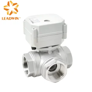 SS304 SS316 3 Way Electric Actuated Ball Valve Motorized Flow Control Valve For Water Treatment HVAC System