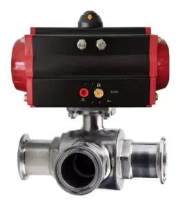 SS304/SS316 DN15 1/2 Inch L-Type Three-Way Pneumatic Sanitary Ball Valve, Quick Install