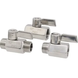 SS304 SS316 Stainless Steel Mini Ball Valve Female to Male Threaded Female Thread 90° Handle Water Gas Shut off Valve