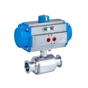 SS304 SS316L 2-Way Hygienic Quick-Clamp Ball Valve with Stainless Steel Pneumatic Actuator Clamp Weld Male Straight
