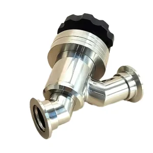 SS304 SS316L KF25 Manual Pneumatic Y-Type Angle Valve with Bellow for Semiconductor NW/KF Hand-Operated Angle Poppet Valve