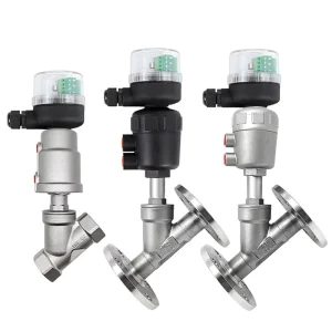 SS304 SS316L Pneumatic Threaded Stainless Steel Sanitary Angle Seat Valve with PNP Proximity Switch