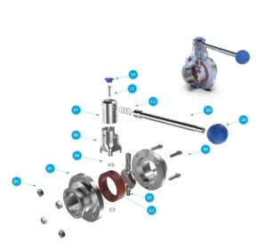 SS304 SS316L Sanitary Unions Butterfly Valve Stainless Steel Male Female Threaded Manual Tri Clamp Water Food