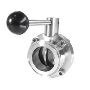 SS304 Sanitary Grade Tri Clamp Manual Type Food Grade Butterfly Valve with Black Handle for Water Commercial Kitchen Use