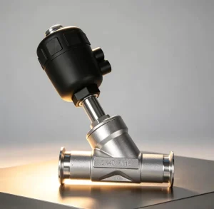 SS304 Stainless Steel Pneumatic Y-Type Angle Seat Valve Tri-Clamp/Weld Connection Ra 0.6μm Finish for Sanitary Applications