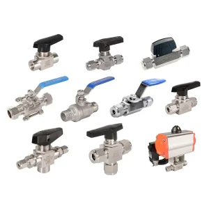 SS316 1/4 Compression Manual Ball Valve 3000psi-6000psi 3-Way Instrument Gas Water Acid Oil Mirror-Polished Inner Cone OEM