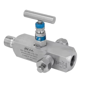 SS316 Hydraulic Needle Gauge Valve with Venting Port High Pressure 6000 PSI Male x Female Structure Base