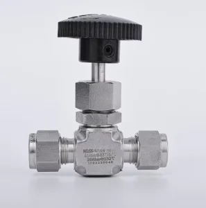 SS316 Stainless Steel Double Ferrule Needle Valve Straight Compression End Knurled Handwheel Needle Globe Valve