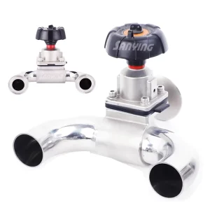 SS316L Food Grade Triplet T U Type Manual Sanitary Three Way Diaphragm Valve With EPDM PTFE Gasket