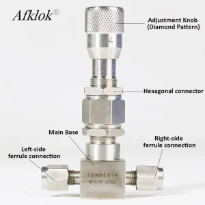 SS316L Metering Valve 1/8 in-1/2 in Tube Fitting 3000 psi High Pressure Precision Flow Control Valve