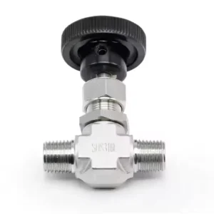 SS316L Needle Valve 1/8″ to 3/8″ 3000/6000psi High Pressure Black Knob Handle Male NPT/BSPP Thread for Hydraulic/CNG Systems