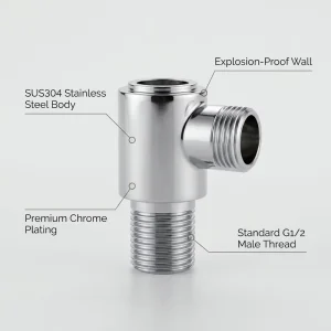 SUS304 Stainless Steel T Adapter Angle Valve G1 2 Universal Bidet Sprayer Diverter Bathroom Mixer Modern Dual Function Easy