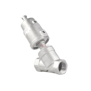 Safe and Reliable 1.6mpa 304 316 BSP NPT RC C Type All Stainless Steel Head Pneumatic Female Screw Threaded Angle Seat Valve
