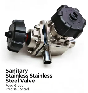 Sanitary 3 Way Diaphragm Valve SS304 SS316L Manual Forged Stainless Steel Food Beverage Dairy Processing Pipeline