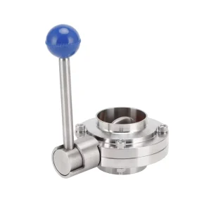 Sanitary 316 Stainless Steel Welded Butterfly Valve Control 51mm Manual Pull Handle SMS Certified for Food Beverage Beer