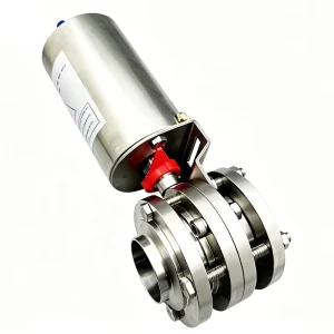 Sanitary Butt welded Liquid cooled Butterfly Valve Hygienic Pneumatic 3 Piece Mixing Proof Butterfly Valve