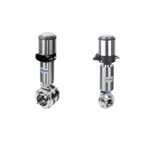 Sanitary Clamp Stainless Steel Pneumatic Double Butterfly Valve CE Certified for Water Beer Milk Cosmetics