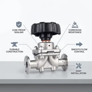 Sanitary Diaphragm Valve Two Way Clamp Diaphragm Valve for Ultrapure Water Pipelines Low Dead Volume High Corrosion Resistance