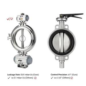 Sanitary Food-grade Stainless Steel Pneumatic Double Rotor Metering Butterfly Valve with Chuck Clamping Mechanism