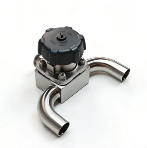 Sanitary Forged T Type Manual Diaphragm Valve with Welded 90° Elbow for Food Beverage Pharmaceutical CIP SIP Compatible