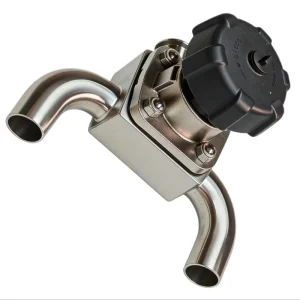 Sanitary Forged T Type Manual Diaphragm Valve with Welded 90° Elbow for Food Beverage Pharmaceutical Cosmetic Industries