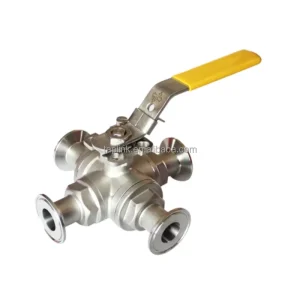 Sanitary Grade Four Way Full Port Ball Valve Manual Quick Install Tri Clamp L T X Type General Application Gas Media OEM