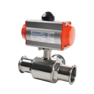 Sanitary High-Mounting 3-Way Ball Valve with Double-Acting Pneumatic Actuator