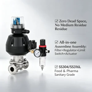 Sanitary Pneumatic Diaphragm Valve DN15-DN100 with Filters and Pressure Regulators for Chemical Applications