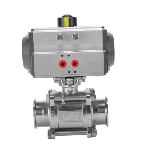 Sanitary Pneumatic Quick Release Water Ball Valve OEM Non Retention Dead Space Three Piece Design 1/2″-4″ Silver