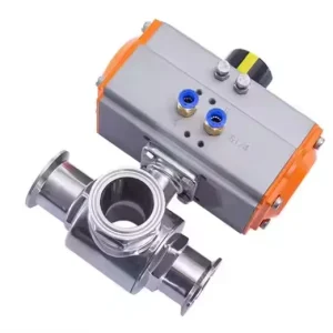 Sanitary SS304 Pneumatic Three-Way Ball Valve with Double-Acting Actuator