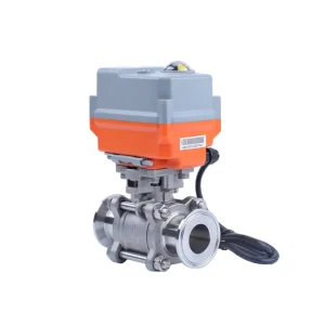 Sanitary Stainless Steel 304 316 3 Piece Motorized Ball Valve Tri clamp Electric Actuated Water CE Certified 1 Port 50