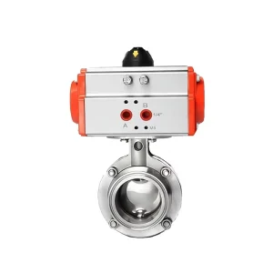Sanitary Stainless Steel 304 Flange Pneumatic Actuator Butterfly Valve for Water