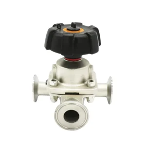 Sanitary Stainless Steel 316 Diaphragm Valve 1inch Tee Type 3 Way Diaphragm Valve With PTFE+EPDM Seal